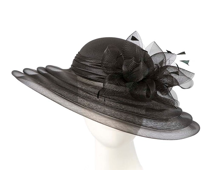 Fascinators Online - Black custom made Mother of the Bride hat