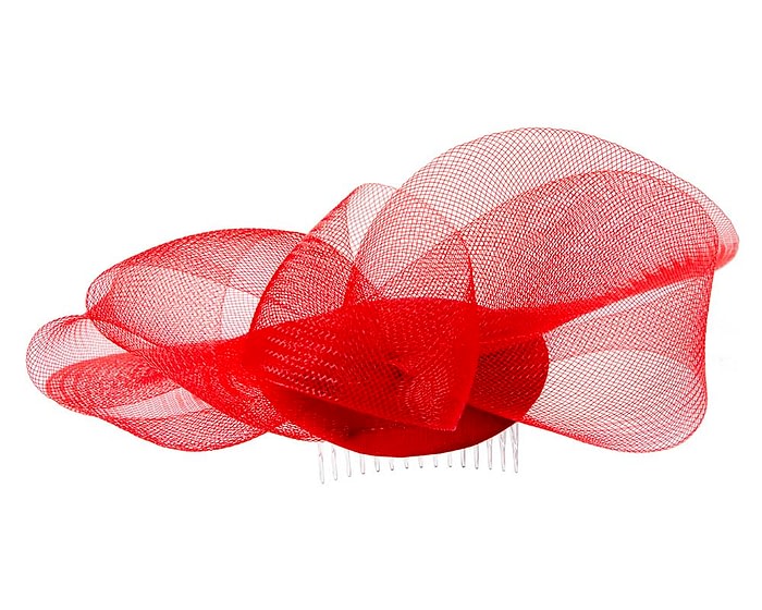 Red custom made Mother of the Bride cocktail hat - Image 6