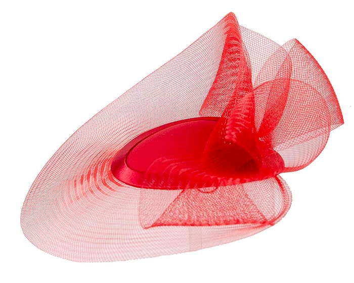 Red custom made Mother of the Bride cocktail hat - Image 3