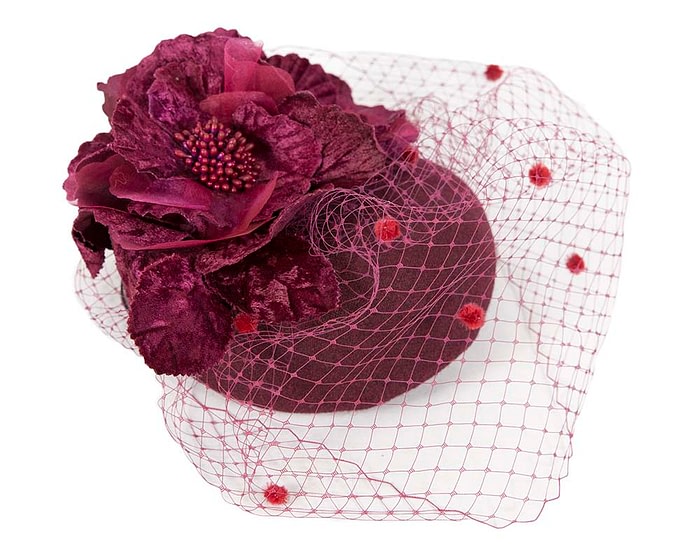 Fascinators Online - Burgundy Australian Made winter pillbox by Fillies Collection