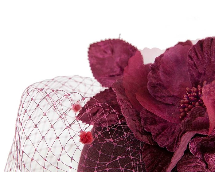 Fascinators Online - Burgundy Australian Made winter pillbox by Fillies Collection