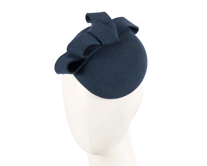 Fascinators Online - Navy winter pillbox with bow