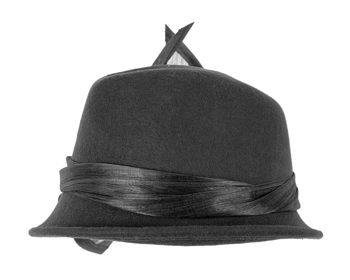 Bespoke black felt fedora by Fillies Collection - Image 6