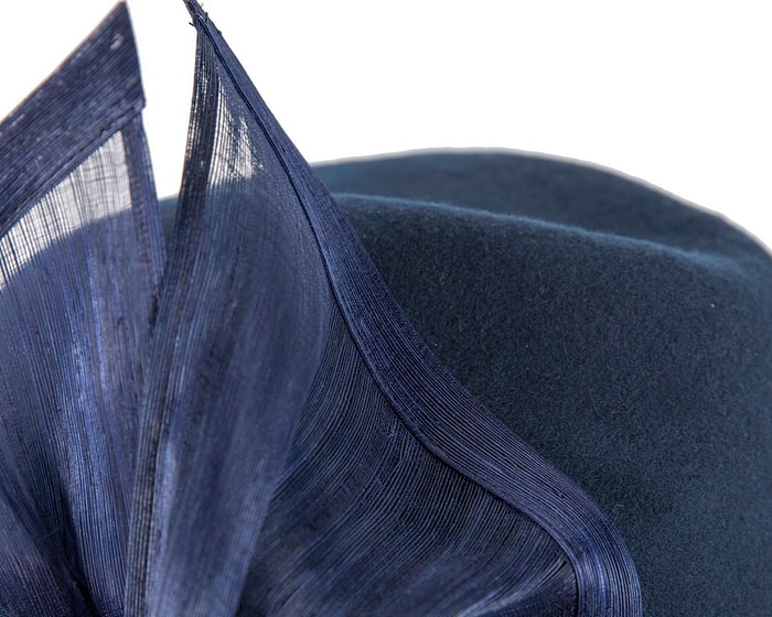 Bespoke navy felt fedora by Fillies Collection - Image 5