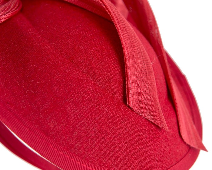 Bespoke red winter plate fascinator with bow by Fillies Collection - Image 6