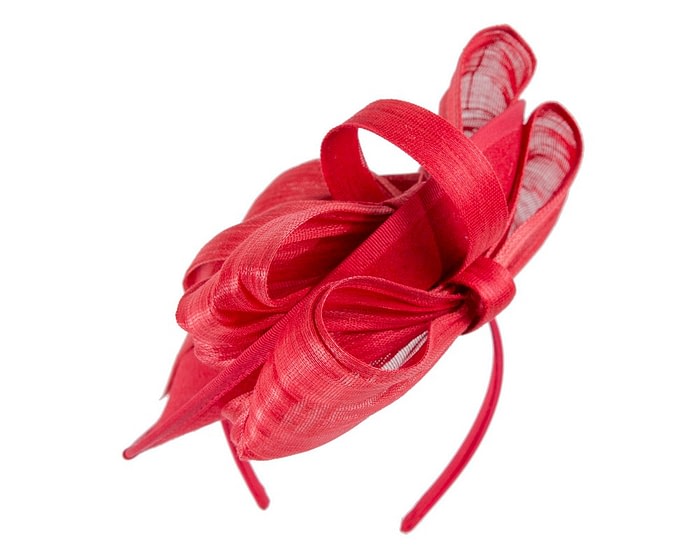 Bespoke red winter plate fascinator with bow by Fillies Collection - Image 4
