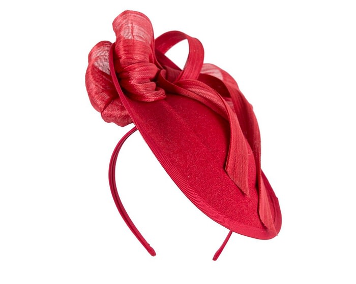 Bespoke red winter plate fascinator with bow by Fillies Collection - Image 2