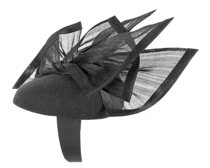 Bespoke black winter pillbox fascinator by Fillies Collection - Image 3