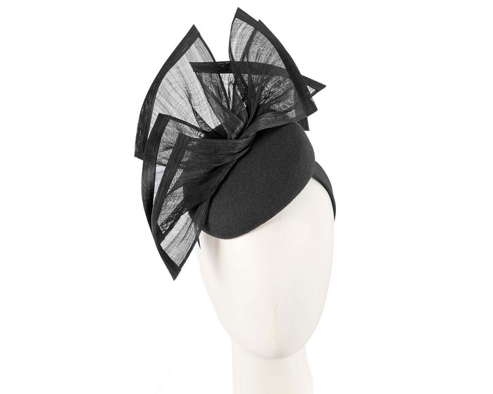 Bespoke black winter pillbox fascinator by Fillies Collection