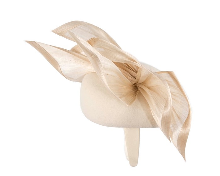 Bespoke cream winter pillbox fascinator by Fillies Collection - Image 4