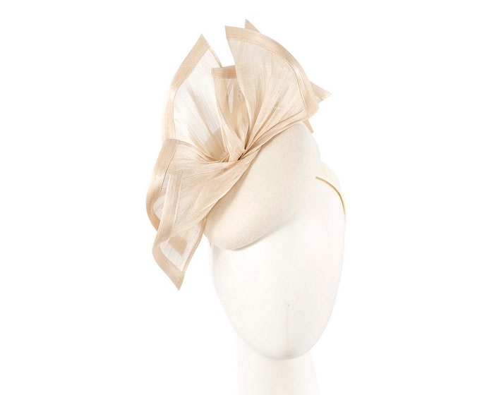Bespoke cream winter pillbox fascinator by Fillies Collection