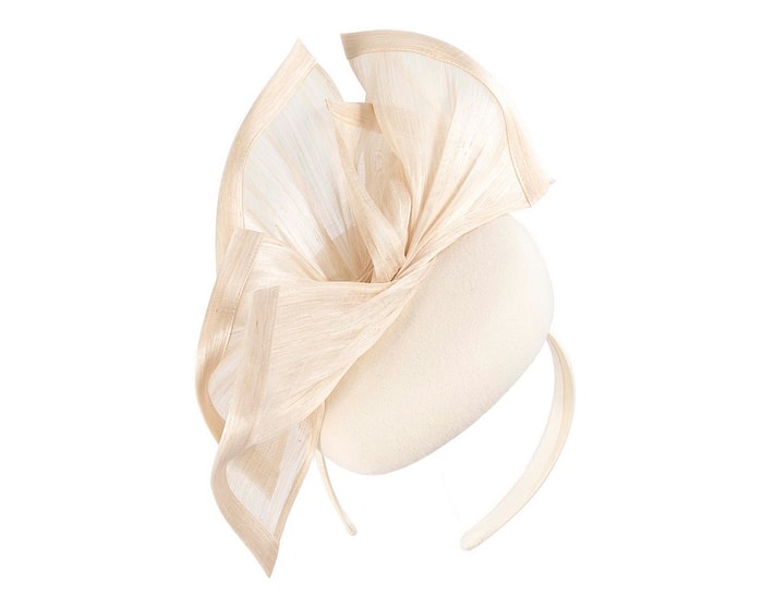 Bespoke cream winter pillbox fascinator by Fillies Collection - Image 2
