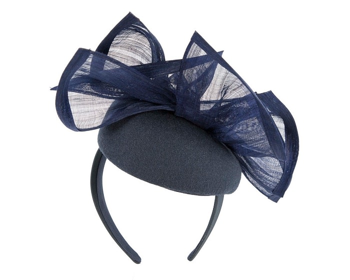 Fascinators Online - Bespoke navy winter pillbox fascinator by Fillies Collection