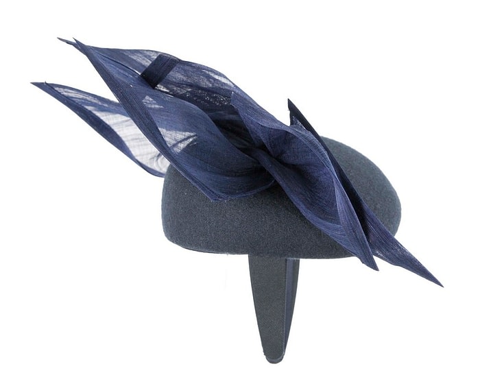 Fascinators Online - Bespoke navy winter pillbox fascinator by Fillies Collection