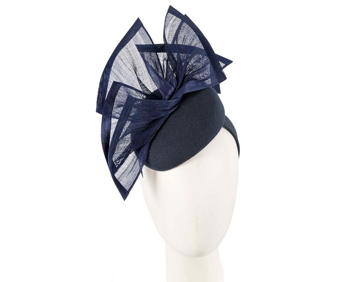 Bespoke navy winter pillbox fascinator by Fillies Collection