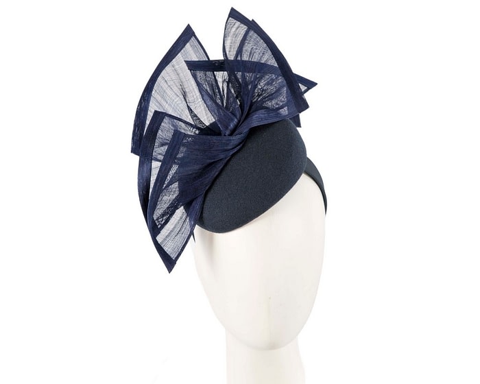 Fascinators Online - Bespoke navy winter pillbox fascinator by Fillies Collection