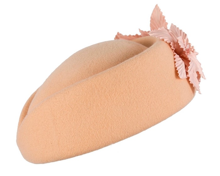 Fascinators Online - Beige felt winter fashion beret by Fillies Collection