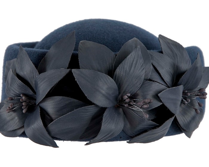 Fascinators Online - Navy felt winter fashion beret by Fillies Collection