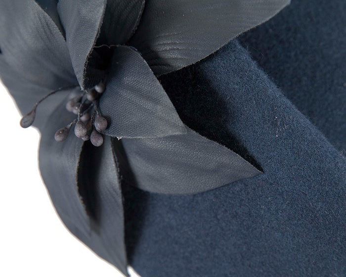 Navy felt winter fashion beret by Fillies Collection - Image 5