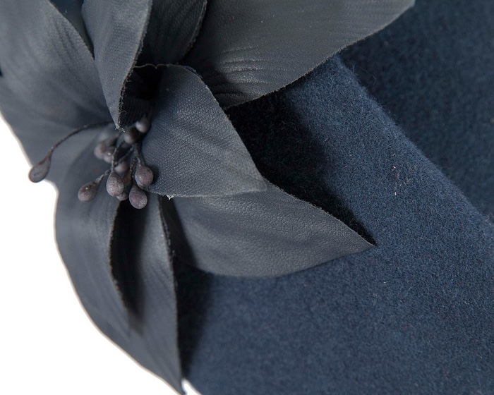 Fascinators Online - Navy felt winter fashion beret by Fillies Collection