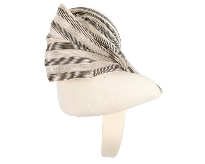 Bespoke cream & black pillbox with bow by Fillies Collection - Image 4