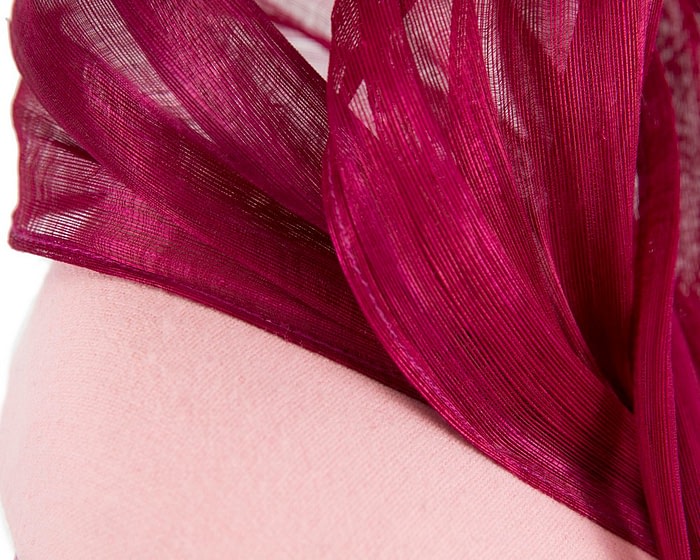 Bespoke pink & burgundy pillbox with bow by Fillies Collection - Image 5