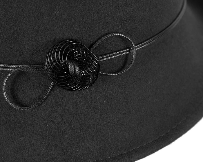 Fascinators Online - Black ladies winter felt cloche hat by Max Alexander