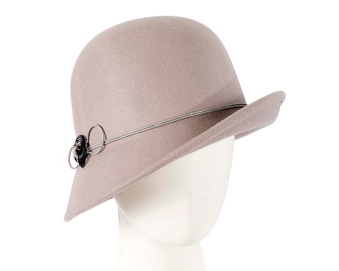 Grey ladies winter felt cloche hat by Max Alexander