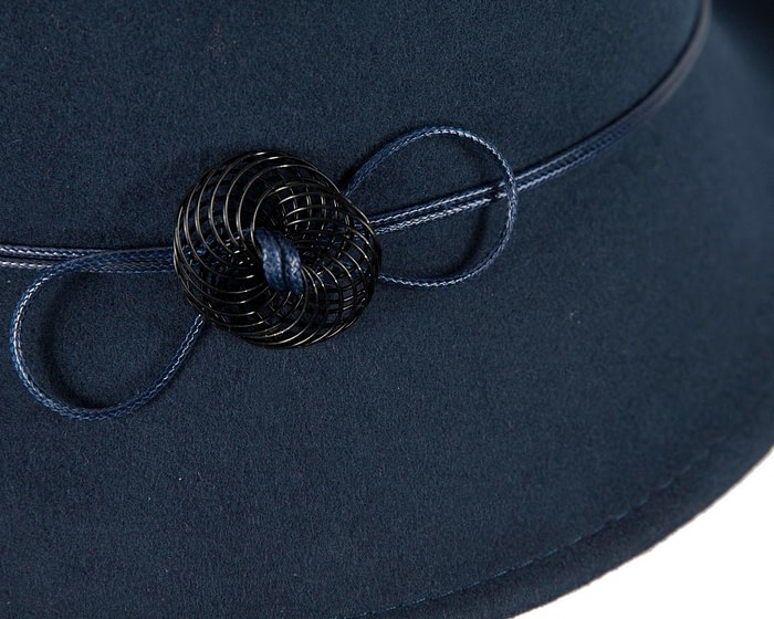 Navy ladies winter felt cloche hat by Max Alexander - Image 5