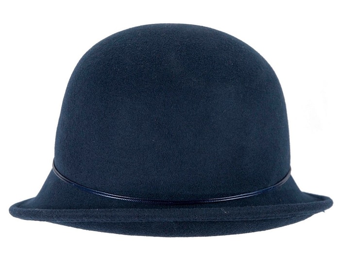 Fascinators Online - Navy ladies winter felt cloche hat by Max Alexander