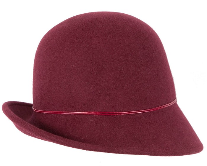 Fascinators Online - Burgundy ladies winter felt cloche hat by Max Alexander