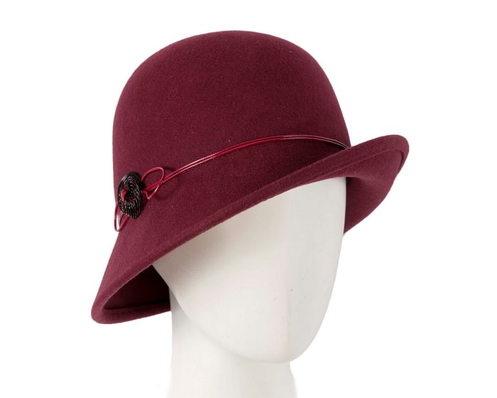 Fascinators Online - Burgundy ladies winter felt cloche hat by Max Alexander