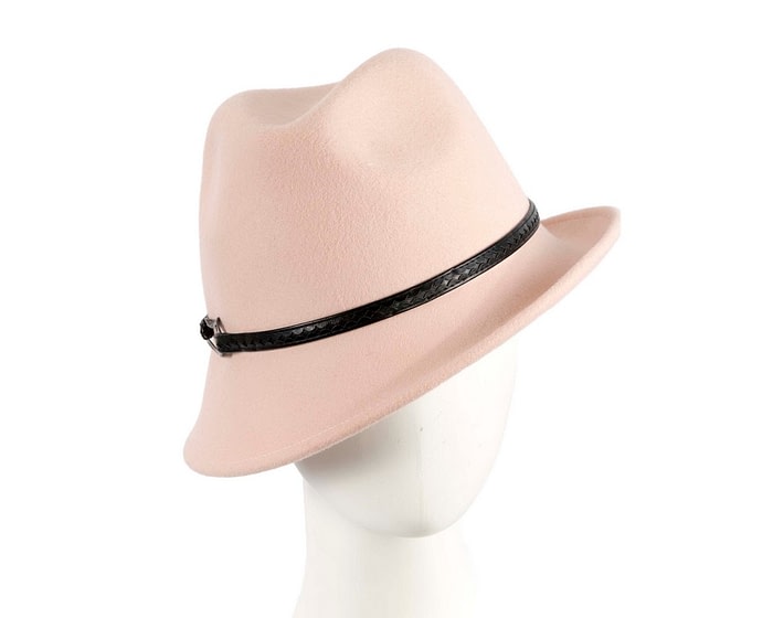 Beige ladies felt fedora hat by Max Alexander