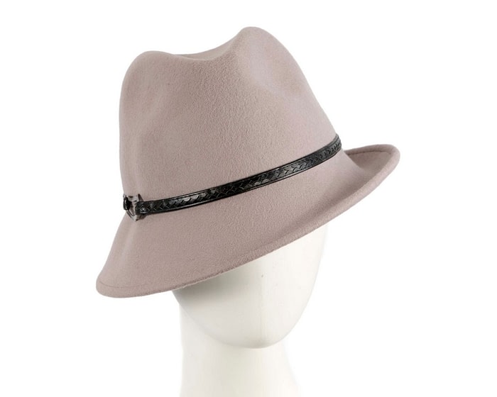 Grey ladies felt fedora hat by Max Alexander
