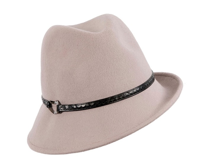 Fascinators Online - Grey ladies felt fedora hat by Max Alexander