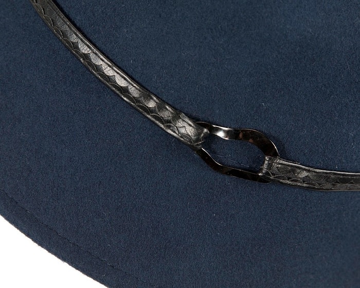 Navy ladies felt fedora hat by Max Alexander - Image 5