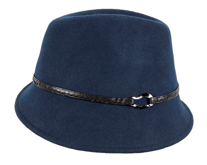 Navy ladies felt fedora hat by Max Alexander - Image 4