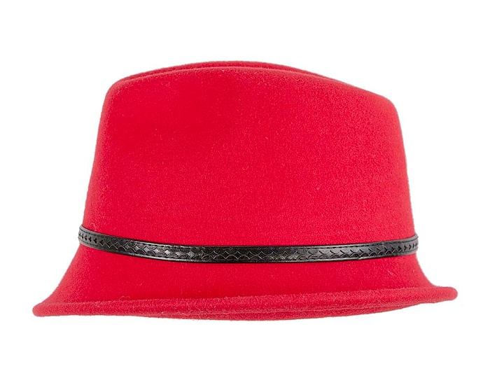 Fascinators Online - Red ladies felt fedora hat by Max Alexander