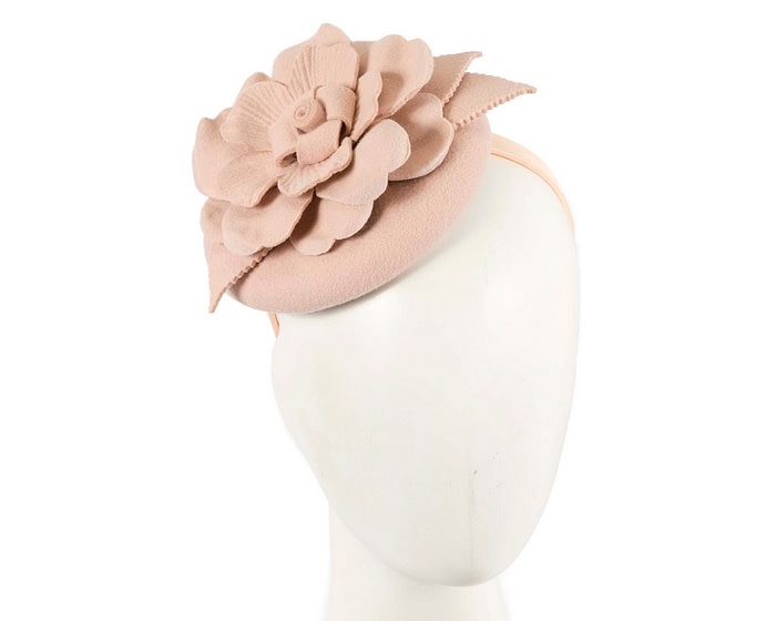 Nude felt winter pillbox fascinator by Max Alexander