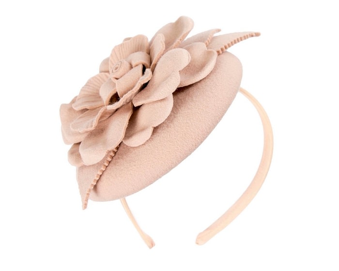 Fascinators Online - Nude felt winter pillbox fascinator by Max Alexander