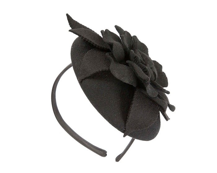 Black felt winter pillbox fascinator by Max Alexander - Image 4