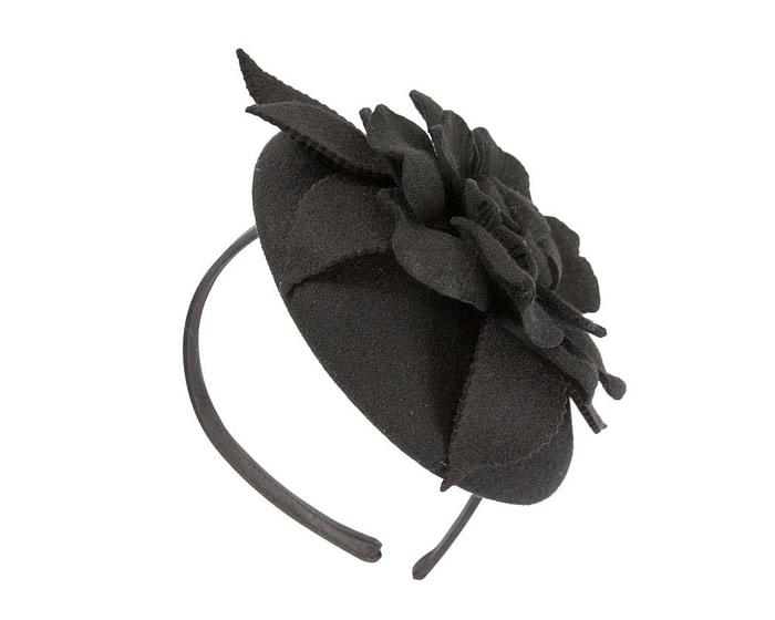 Fascinators Online - Black felt winter pillbox fascinator by Max Alexander