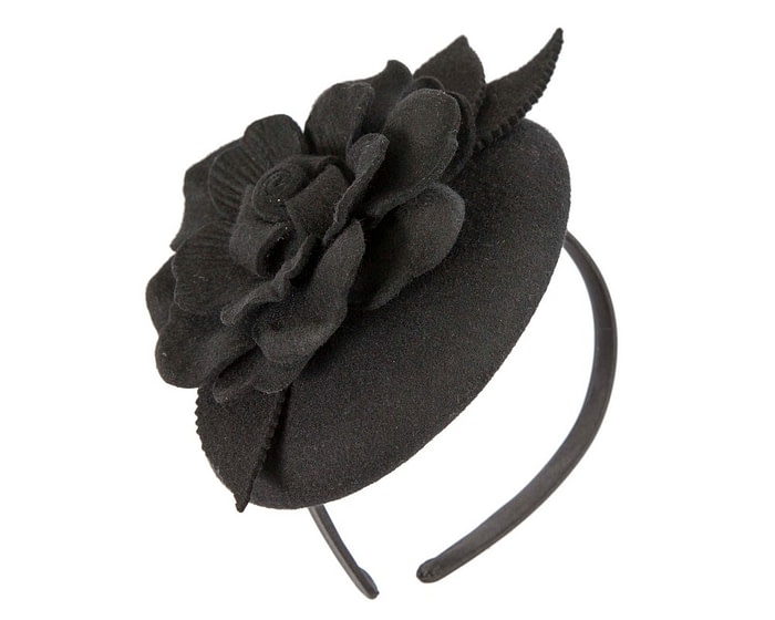 Black felt winter pillbox fascinator by Max Alexander - Image 2