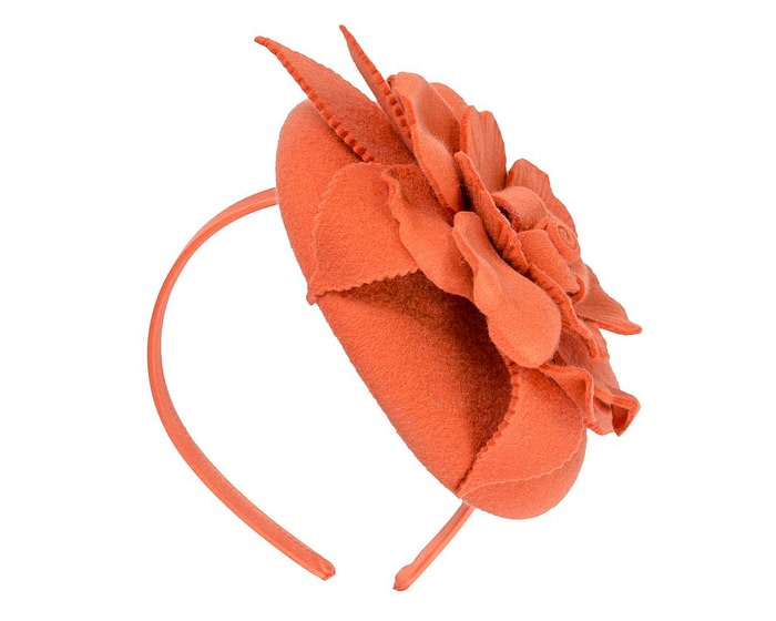 Fascinators Online - Orange felt winter pillbox fascinator by Max Alexander