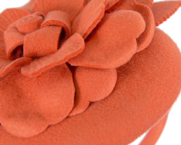 Orange felt winter pillbox fascinator by Max Alexander - Image 3