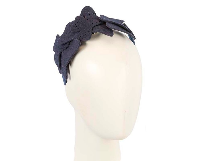 Petite navy felt winter fascinator by Max Alexander