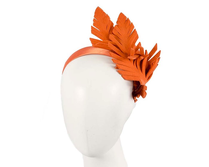 Orange felt winter fascinator by Max Alexander