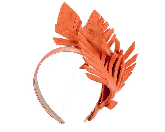 Fascinators Online - Orange felt winter fascinator by Max Alexander