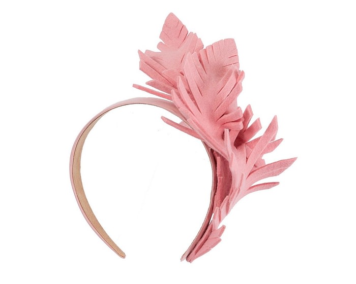 Fascinators Online - Pink felt winter fascinator by Max Alexander