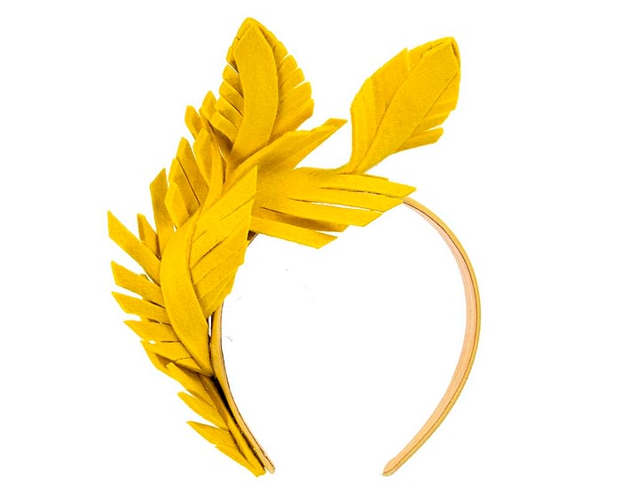 Fascinators Online - Yellow felt winter fascinator by Max Alexander